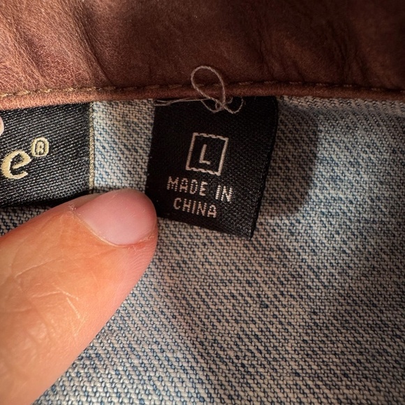 Dunbrooke Jacket Mens Large Blue Jean Barn Embroidered Leather Collared Vintage - Picture 4 of 16